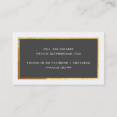 Carte De Visite MODERNE MINIMAL élégant bordure or gris charbon (Dos)