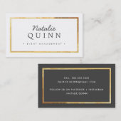 Carte De Visite MODERNE MINIMAL élégant bordure or gris fusain (Devant / Derrière)