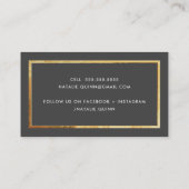 Carte De Visite MODERNE MINIMAL élégant bordure or gris fusain (Dos)
