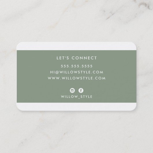 Carte De Visite MODERNE MINIMAL élégant vert vert vert vert vert v (Dos)