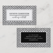 Carte De Visite MODERNE MINIMAL IKAT motif simple noir blanc (Devant / Derrière)