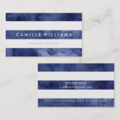 Carte De Visite MODERNE MINIMAL large bande d'eau douce marine (Devant / Derrière)