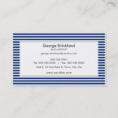 Carte De Visite MODERNE MINIMAL marine rayée bleu marine blanc (Dos)
