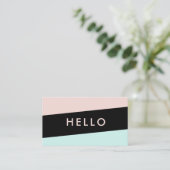 Carte De Visite Moderne Minimal Pastel Rose & Mint "Hello" (Debout devant)