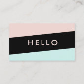 Carte De Visite Moderne Minimal Pastel Rose & Mint "Hello" (Devant)