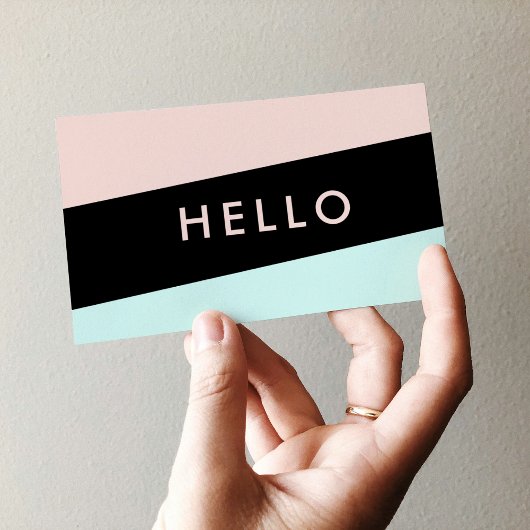 Carte De Visite Moderne Minimal Pastel Rose & Mint "Hello"