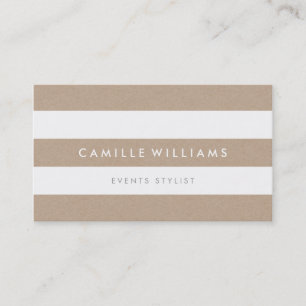 Carte De Visite MODERNE MINIMAL rayure motif naturel kraft blanc