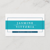 Carte De Visite MODERNE MINIMAL simple bordure bleu marine turquoi (Devant)