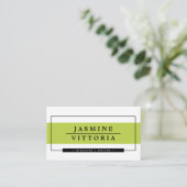 Carte De Visite MODERNE MINIMAL simple bordure citron vert bande n (Debout devant)