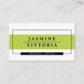 Carte De Visite MODERNE MINIMAL simple bordure citron vert bande n (Devant)