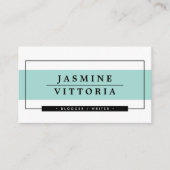 Carte De Visite MODERNE MINIMAL simple bordure menthe vert bande n (Devant)