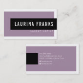 Carte De Visite MODERNE MINIMAL simple chic mauve violet noir (Devant / Derrière)