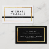 Carte De Visite MODERNE MINIMAL simple masculine bordure or noir (Devant / Derrière)