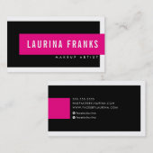 Carte De Visite MODERNE MINIMAL simple nom chic rose chaud noir (Devant / Derrière)