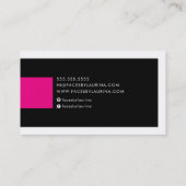 Carte De Visite MODERNE MINIMAL simple nom chic rose chaud noir (Dos)