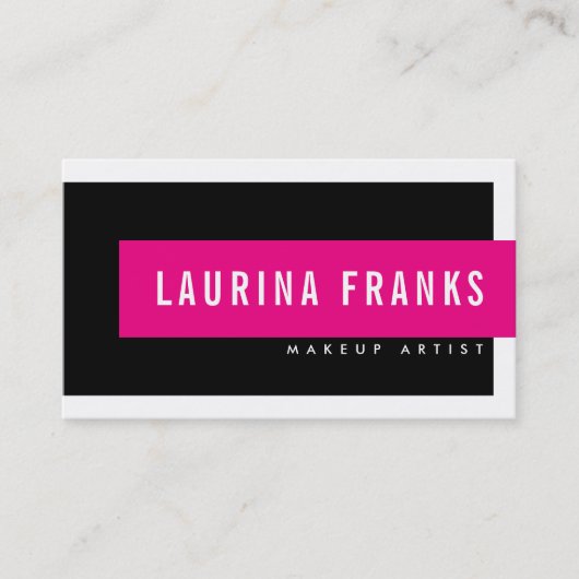 Carte De Visite MODERNE MINIMAL simple nom chic rose chaud noir (Devant)