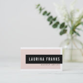 Carte De Visite MODERNE MINIMAL simple nom rose pâle noir (Debout devant)