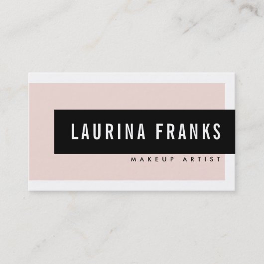 Carte De Visite MODERNE MINIMAL simple nom rose pâle noir (Devant)