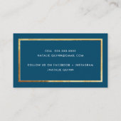 Carte De Visite MODERNE MINIMAL super design bordure or bleu marin (Dos)