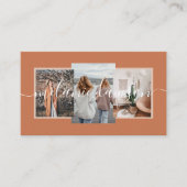 Carte De Visite Moderne Minimale 3 Photo Influenceur social Orange (Devant)