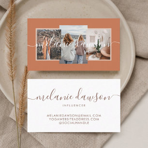 Carte De Visite Moderne Minimale 3 Photo Influenceur social Orange