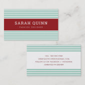 Carte De Visite MODERNE MINIMALE MARINE DE MAIN rouge blanc (Devant / Derrière)