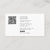 Carte De Visite Moderne Minimale Simple Photo QR Code Médias socia (Dos)