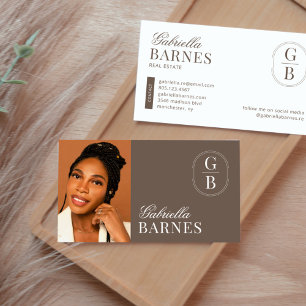 Carte De Visite Moderne Minimaliste Brun & Blanc Audacieux