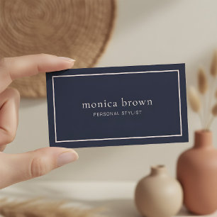 Carte De Visite Moderne minimaliste chic   Marine Bleu Et Blush