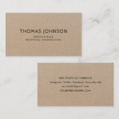 Carte De Visite Moderne minimaliste Constructeur Rustique (Devant / Derrière)