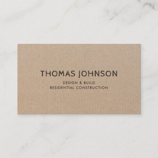 Carte De Visite Moderne minimaliste Constructeur Rustique (Devant)