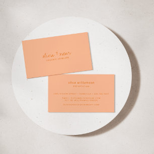 Carte De Visite Moderne Minimaliste Écriture Manuscrite Peach Oran