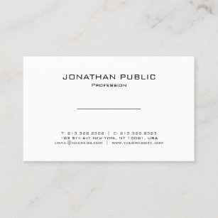 Carte De Visite Moderne minimaliste Élégant Blanc Plat Professionn