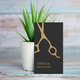 Carte De Visite Moderne minimaliste Faux foncé Gold Hair Styliste
