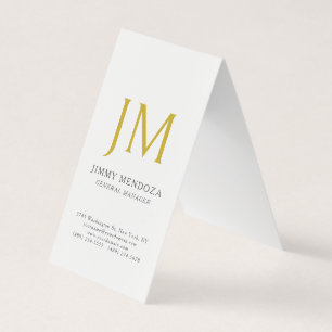 Carte De Visite Moderne Minimaliste Monogramme Or Simple