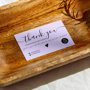 Carte De Visite Moderne minimaliste noir et violet ordre merci