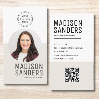Carte De Visite Moderne Minimaliste Photo QR Professionnel Simple
