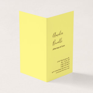 Carte De Visite Moderne minimaliste Professionnel Plat Jaune clair