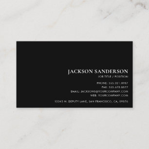 Carte De Visite Moderne Minimaliste Professionnel Simple Noir