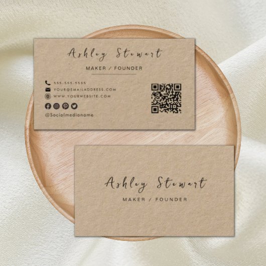Carte De Visite Moderne minimaliste Rustique Code Qr Professionnel