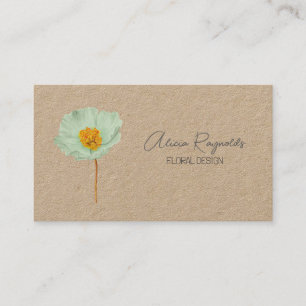Carte De Visite Moderne minimaliste rustique Kraft floral poppy