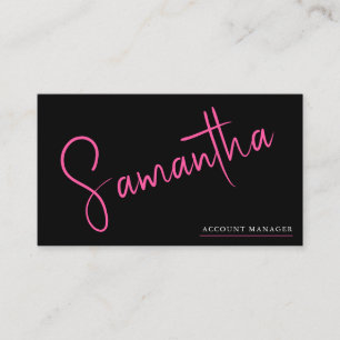 Carte De Visite Moderne minimaliste Simple Pink Script Professiona