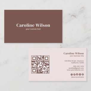 Carte De Visite Moderne minimaliste Terracotta QR Code Professionn
