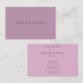 Carte De Visite Moderne minimaliste violet Modèle élégant simple (Devant / Derrière)
