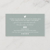 Carte De Visite Moderne minimum sauge vert script ordre merci (Dos)