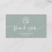 Carte De Visite Moderne minimum sauge vert script ordre merci (Devant)