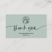 Carte De Visite Moderne minimum sauge vert script ordre merci (Devant)