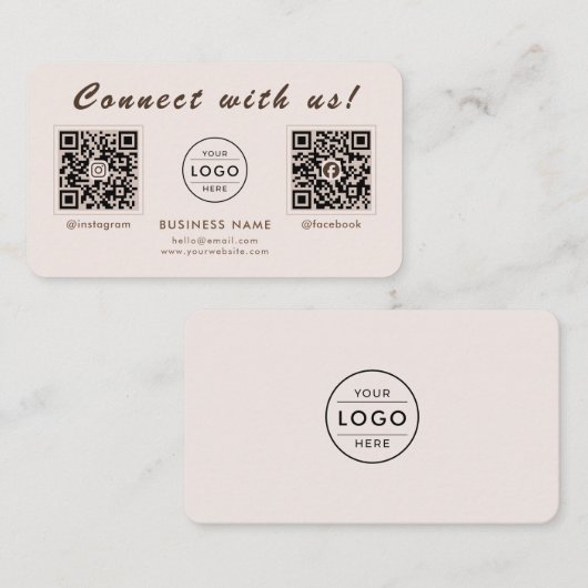 Carte De Visite Moderne Mocha Code QR Double Multi Social (Devant / Derrière)
