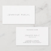 Carte De Visite Moderne Modèle Elegant Blanc Design Professionnel (Devant / Derrière)