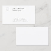 Carte De Visite Moderne modèle simple blanc de monogramme créatif (Devant / Derrière)